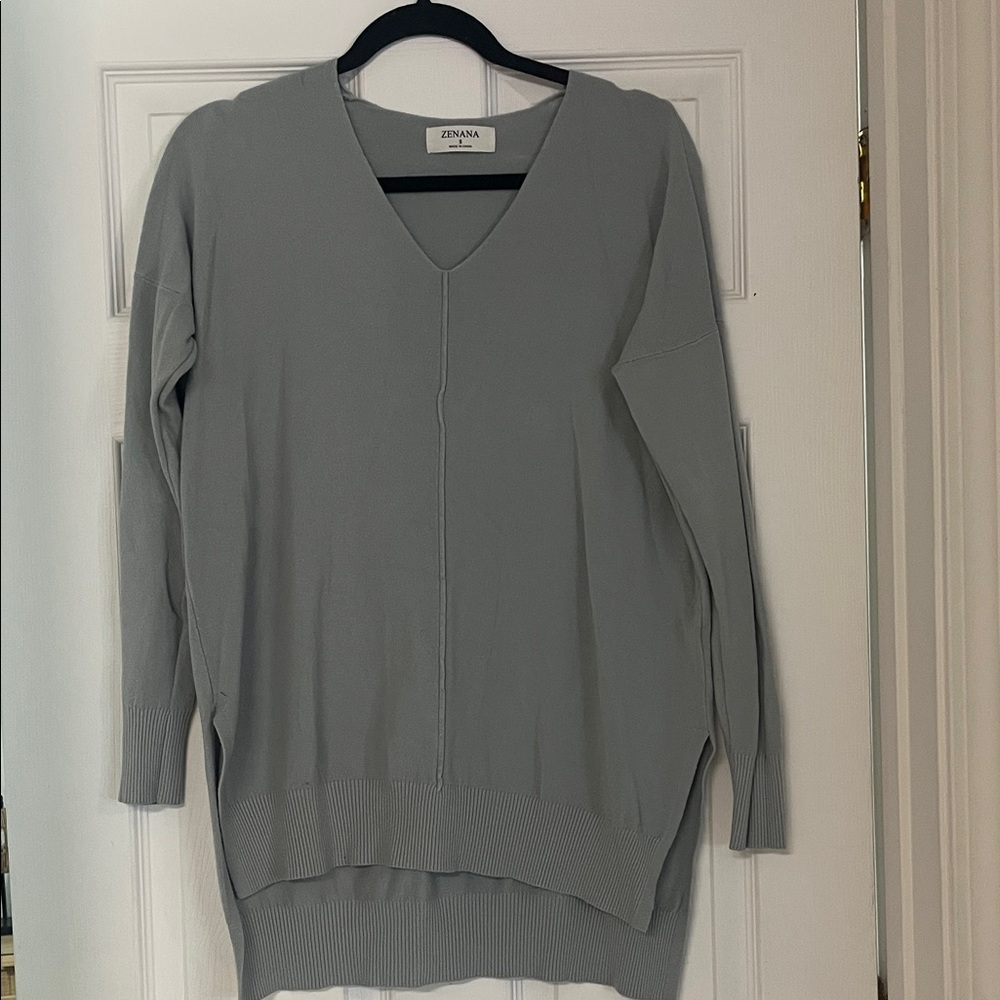Zhenzi Charcoal V-Neck Women's Sweater